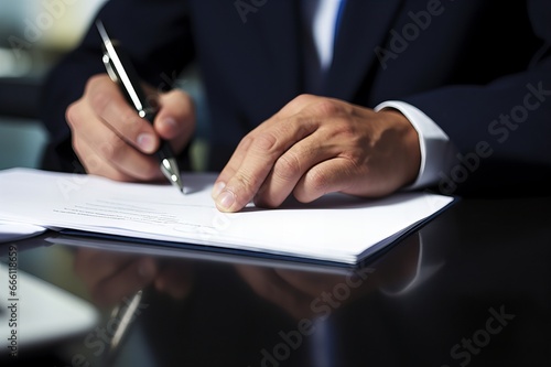 Experienced Financial Advisor Writing Invoice for Client