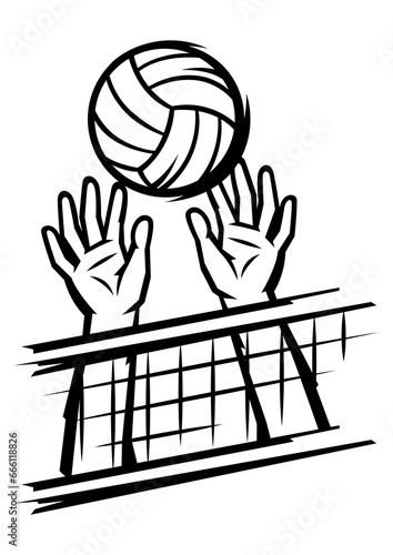 Volleyball ball illustration. Sport club item or symbol.