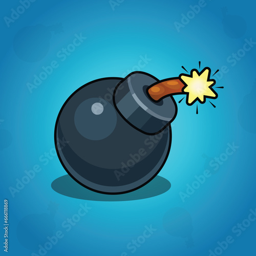 bomb with burning fuse vector
