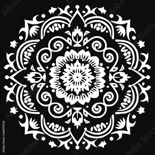 Mandala pattern in black and white. Geometric patterns in black and white