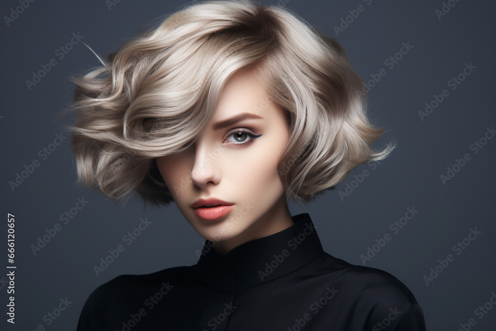 A woman's hair is elegantly styled and put in place, showcasing the meticulous work that results in a stunning and fashion-forward haircut. A woman's hair is elegantly styled and put in place, showcasing the meticulous work that results in a stunning and fashion-forward haircut.