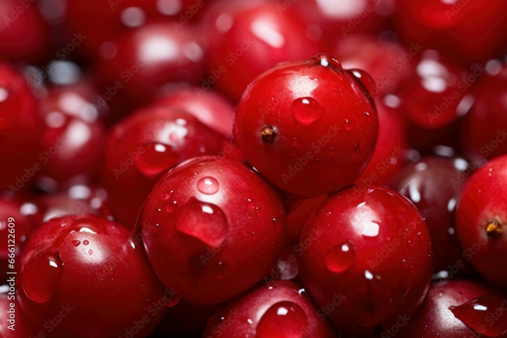 Red cranberry background. Fruit with water drops. Generate Ai Red cranberry background. Fruit with water drops. Generate Ai