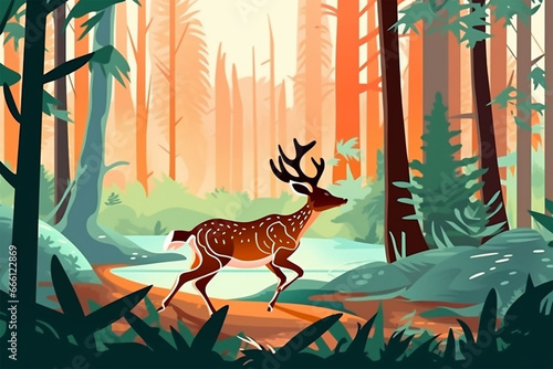 cartoon deer in the forest