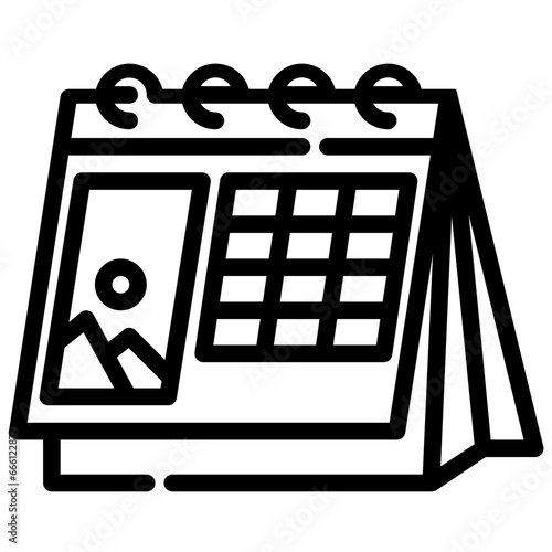 calendar desk. vector single icon with dashed line style. suitable for any purpose, for example: website design, mobile app design, logo, and anything.