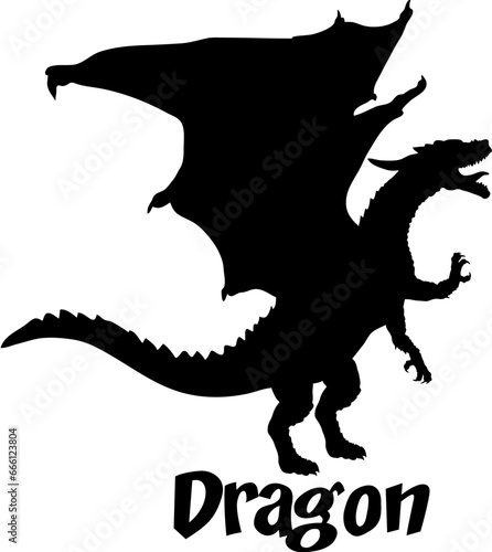 Dragon Silhouette SVG Vector The dragon is flying  the dragon is sitting  the dragon is standing  the dragon is crawling. Fire Dragon