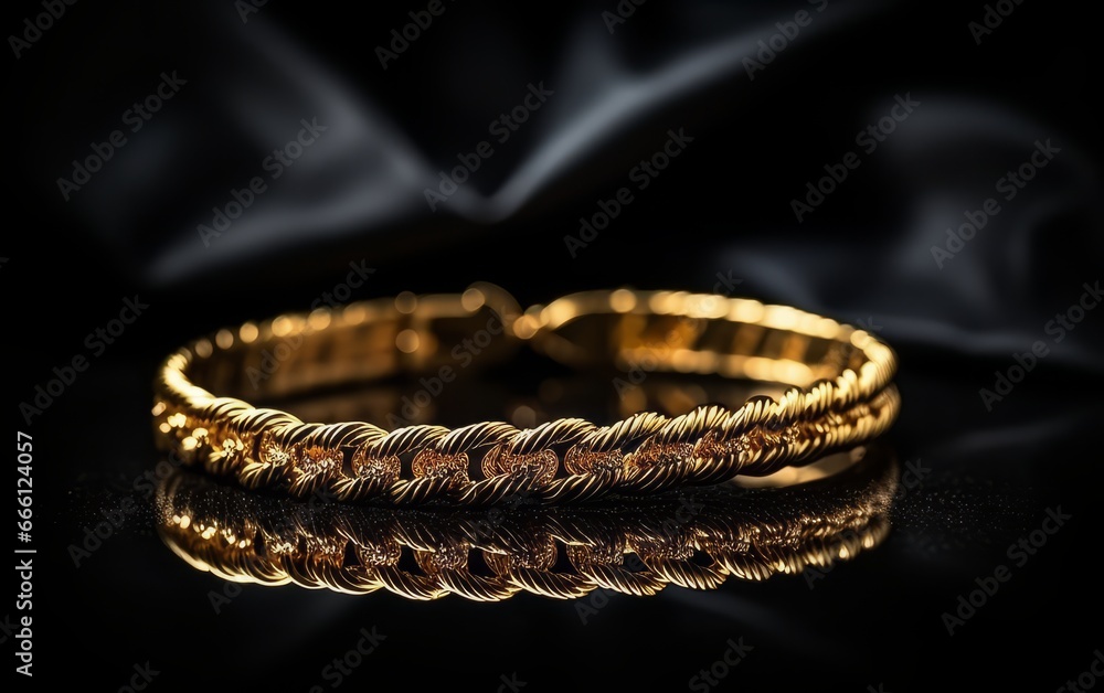 a gold bracelet with diamonds on a black background a gold bracelet with diamonds on a black background