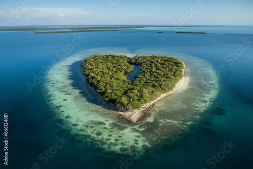 Heart-shaped island surrounded by pristine waters. Generative AI