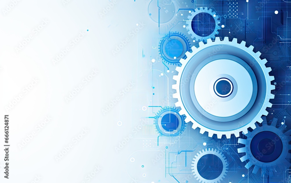 abstract blue technology background with gear wheel, gear on blue background