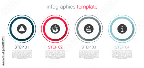 Set Exclamation mark in triangle, Magnet, Hand wash laundry and Information. Business infographic template. Vector