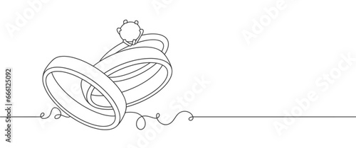 Wedding rings line art vector illustration