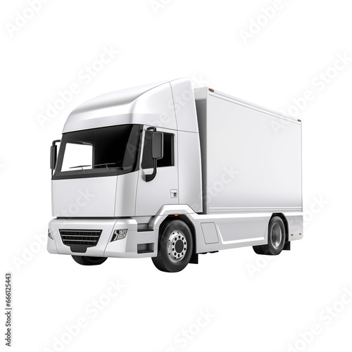 Ev logistic trailer truck or electric vehicle on transparent background Generative AI