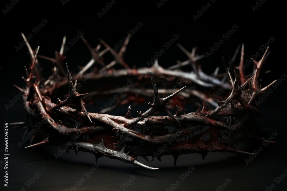 Fototapeta premium Historical Crown thorns ancient. Easter cross. Generate Ai