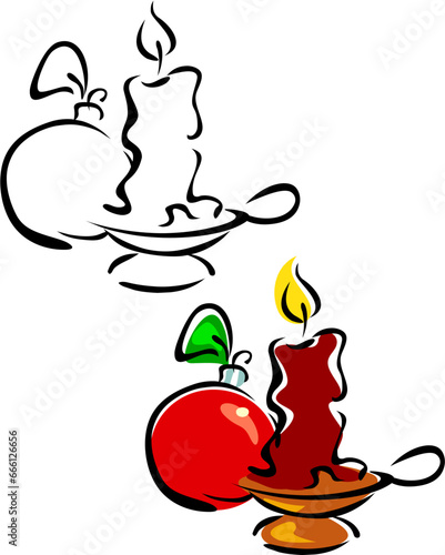 Candle and Christmas ornament, with bonus black only version 