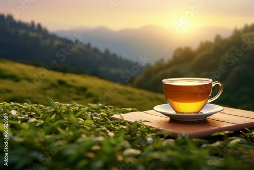 Aromatic Nature tea cup. Healthy drink. Generate Ai