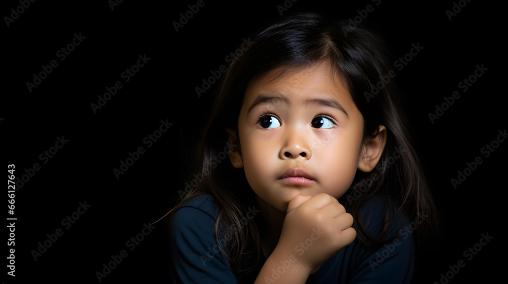 portrait of an asian kid thinking - emotional expression portrait of an asian kid thinking - emotional expression