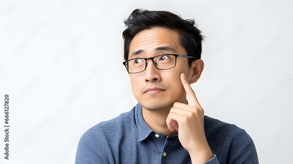 portrait of an asian man thinking - emotional expression portrait of an asian man thinking - emotional expression