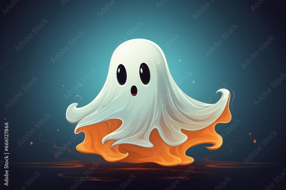 Animated Smiling 3d cartoon ghost. Costume party. Generate Ai Animated Smiling 3d cartoon ghost. Costume party. Generate Ai