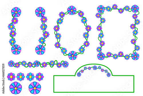 blue and purple flower borders