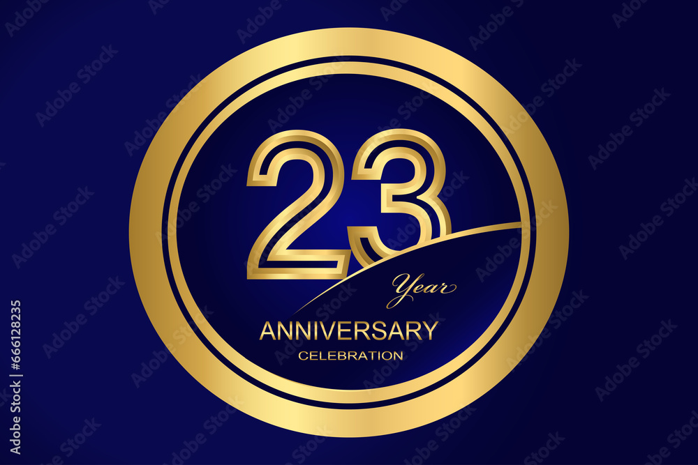 Fototapeta premium 23 Year Anniversary Logo, Golden Color, Vector Template Design element for birthday, invitation, wedding, jubilee and greeting card illustration.
