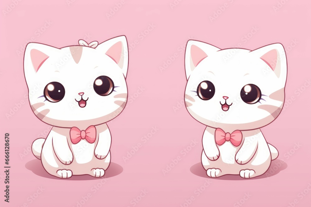Fluffy Cute kawaii cat. Happy baby. Generate Ai Fluffy Cute kawaii cat. Happy baby. Generate Ai