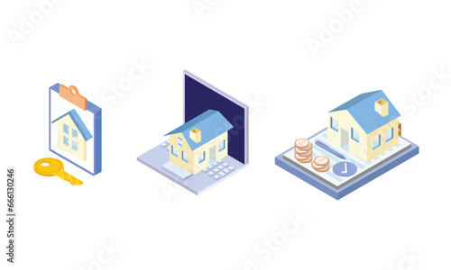 Mortgage process illustration set.on white background.3D design.isometric vector design Illustration.