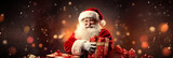 Santa Claus with Christmas gifts banner, a holiday delight