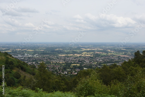 View of Great Malvern from Malvern Hills, West Midlands, UK