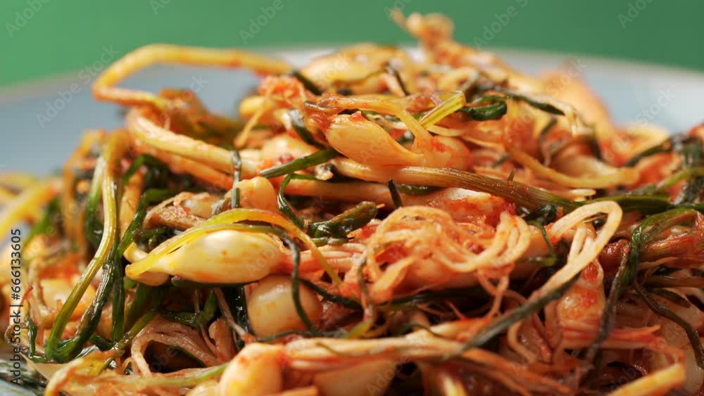 Korean specialty pickles and garlic salad Korean specialty pickles and garlic salad