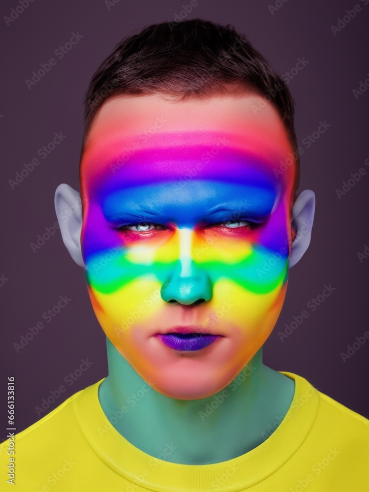 a rainbow coloured face a rainbow coloured face