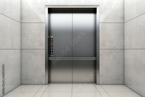 Uncluttered Elevator mockup background. Concrete floor. Generate Ai