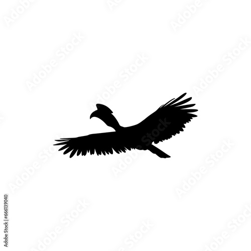 Flying Great Horn Bird Silhouette. Can use for Art Illustration  Logo Gram  Website  Pictogram or Graphic Design Element. Vector Illustration 