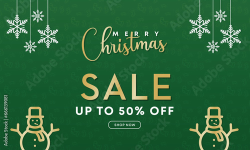 Christmas discount promo offers sale holiday seasonal banner. Modern Xmas banner design. Winter holidays social media poster. Merry Christmas and Happy New Year shopping promotion post