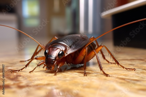Efficient Pest Control Strategies: Woman Eliminating Cockroach