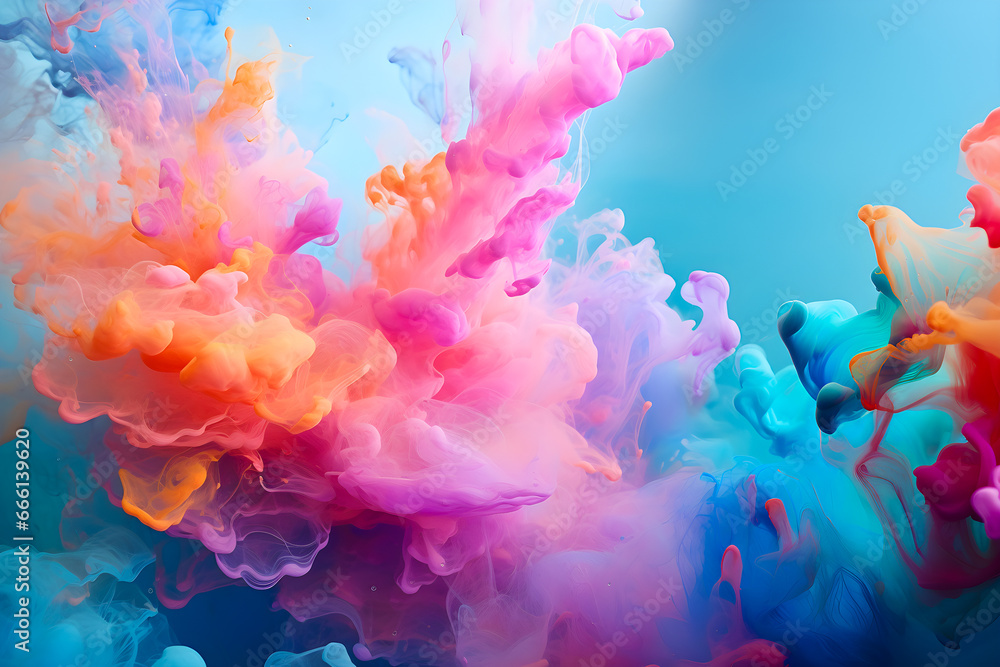 colorful smoke on dark background. Motion Color drop in water,Ink swirling in ,Colorful ink abstraction.Fancy Dream