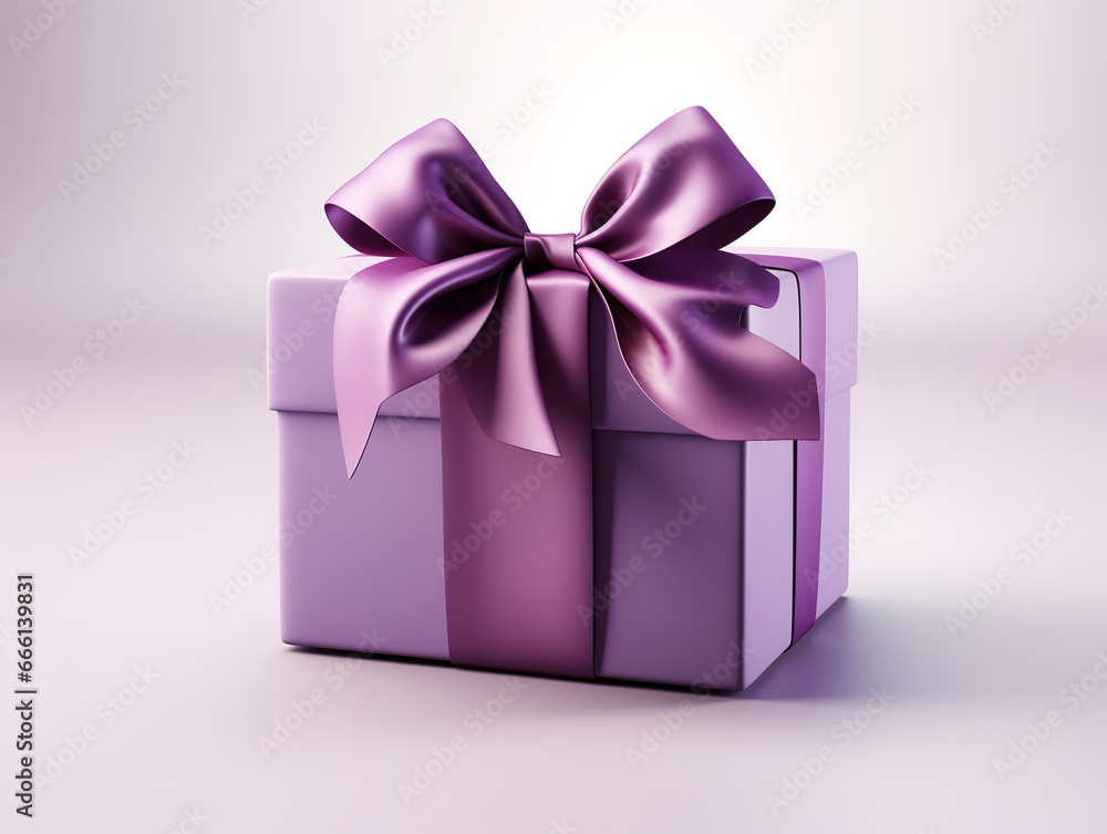 Violet gift box with a luxurious purple satin bow, symbolizing love and celebration. Generative Ai Violet gift box with a luxurious purple satin bow, symbolizing love and celebration. Generative Ai
