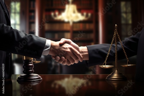 Professional Handshake Between Justice and Legal Client
