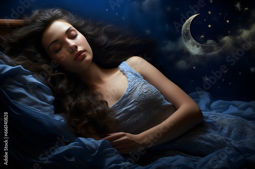 Serene Dreams: Graceful Woman Sleeping Peacefully