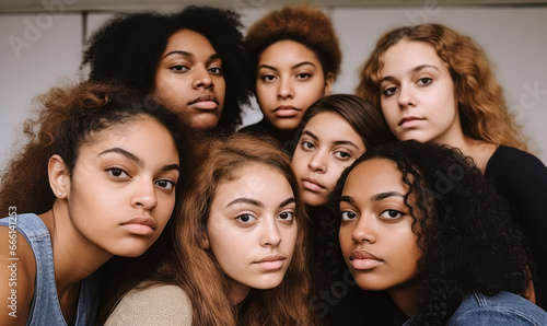 Unity in Diversity: Close-up Portrait of Multiracial Young Women