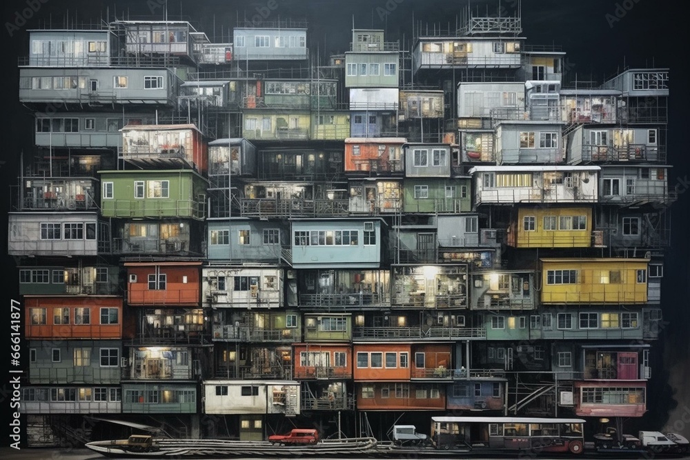 Contemporary subaqueous metropolis captured in a container. Generative AI