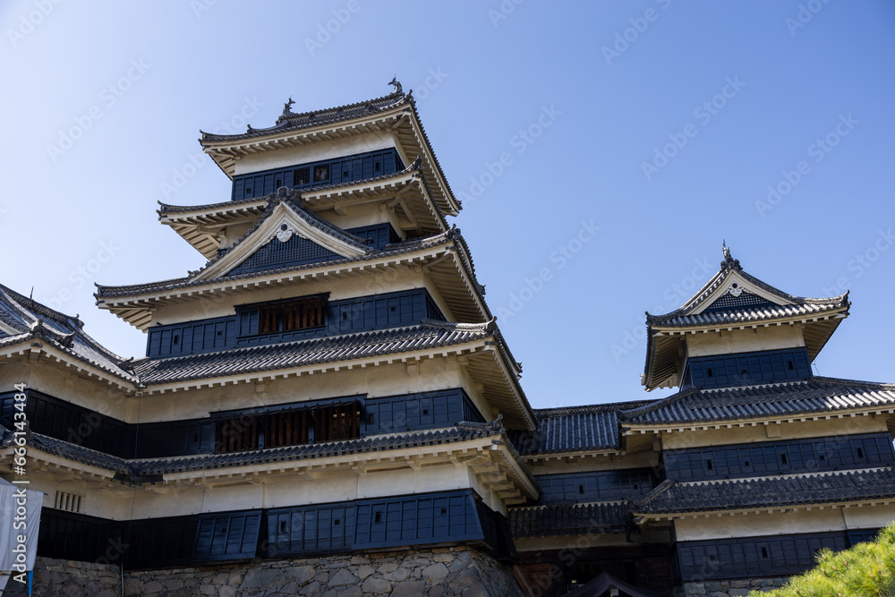 Matsumoto, Japan - town in Nagano prefeture of the region Chubu. Matsumoto Jo castle, designated as National Treasure of Japan 10 12 2023 Matsumoto, Japan - town in Nagano prefeture of the region Chubu. Matsumoto Jo castle, designated as National Treasure of Japan 10 12 2023