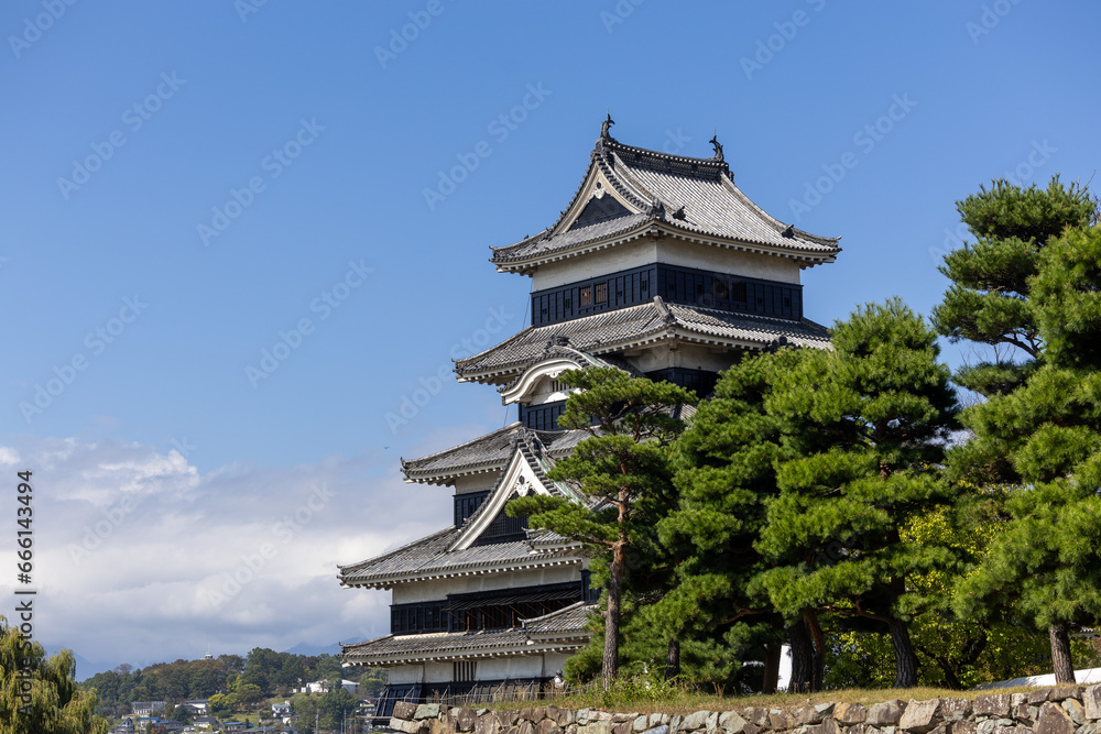 Matsumoto, Japan - town in Nagano prefeture of the region Chubu. Matsumoto Jo castle, designated as National Treasure of Japan 10 12 2023 Matsumoto, Japan - town in Nagano prefeture of the region Chubu. Matsumoto Jo castle, designated as National Treasure of Japan 10 12 2023