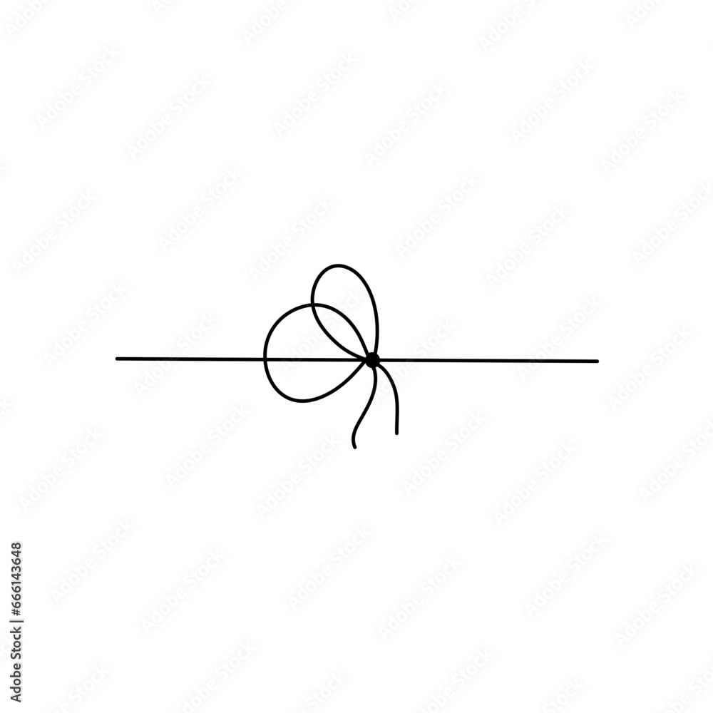 Simple line bows on ribbon. Bow on string, lines and corners decoration design. Simple line bows on ribbon. Bow on string, lines and corners decoration design.