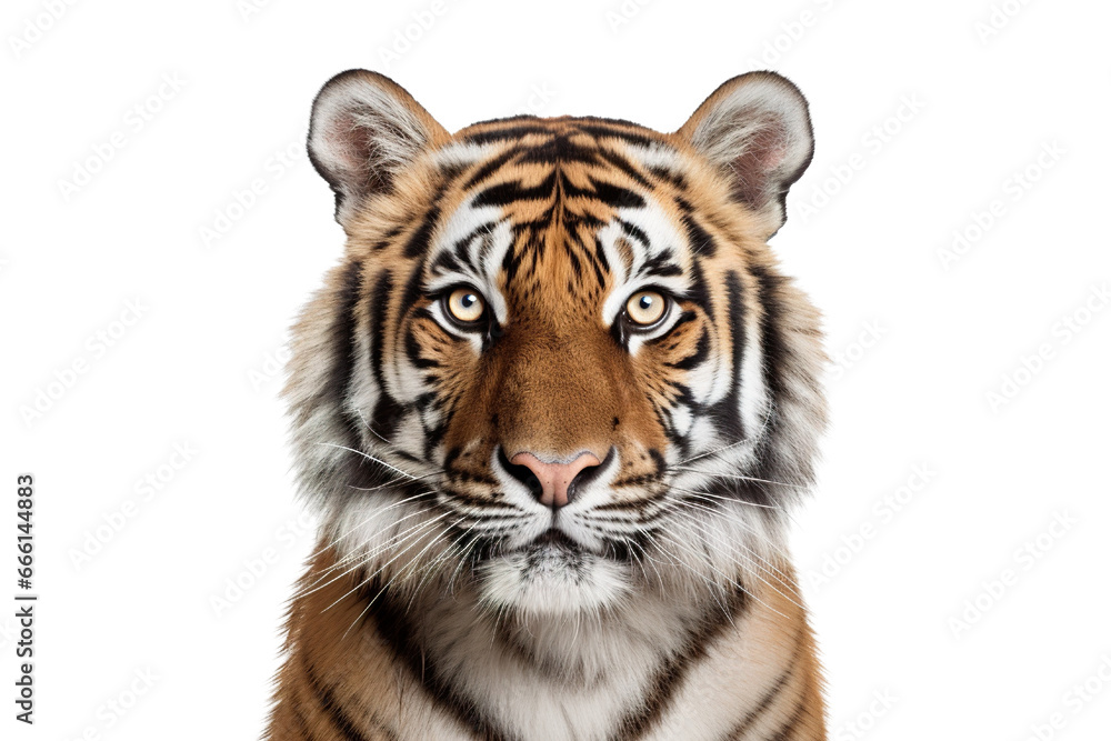 Obraz premium Close-up portrait of Tiger white background