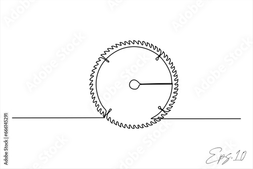 continuous line art drawing of saw blade photo