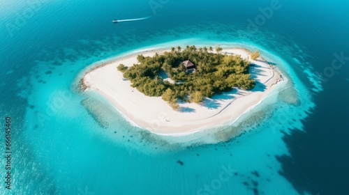 Pristine island aerial view