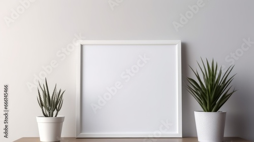 Minimalist interior decoration mockup empty blank white painting