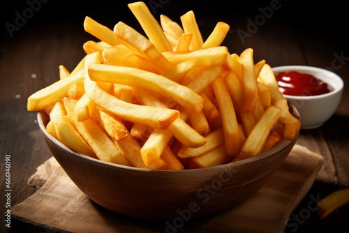 Greasy French fries food. Snack menu cuisine. Generate Ai