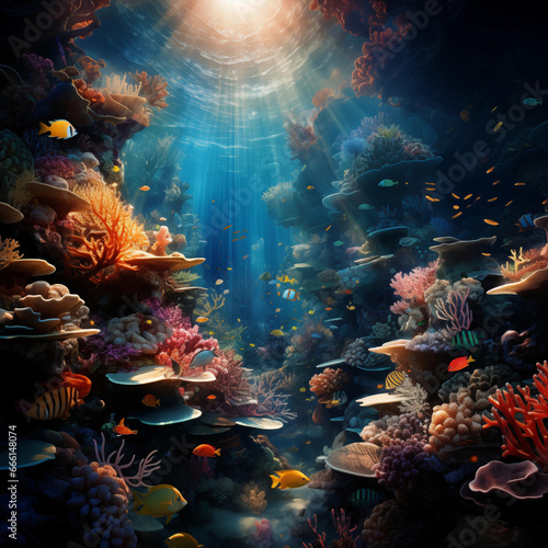 Coral reef in the sea © Arusik