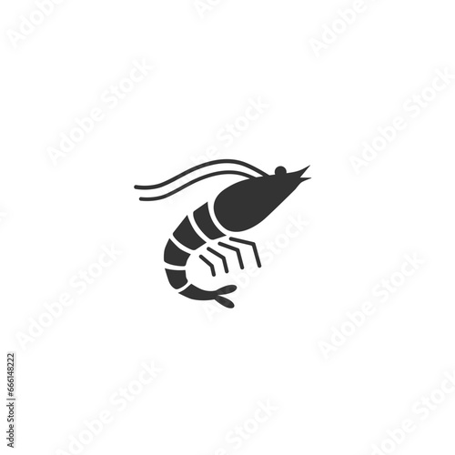Shrimp icon flat logo. Isolated shrimp on white background. Prawns vector sign