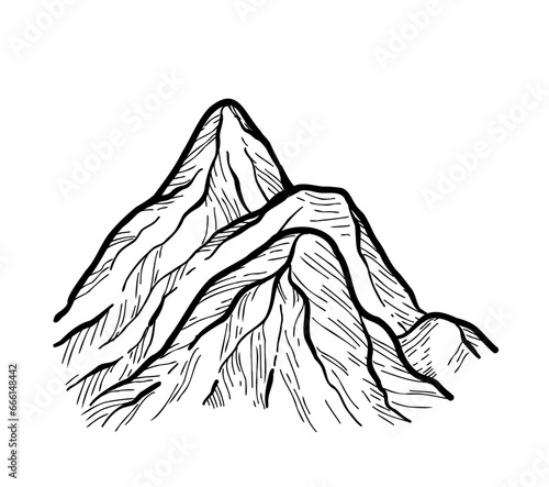 Mountain peak. Vector illustration. Hand drawn sketch.
